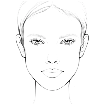 Blank front-facing face chart for marking neurotoxin injection points